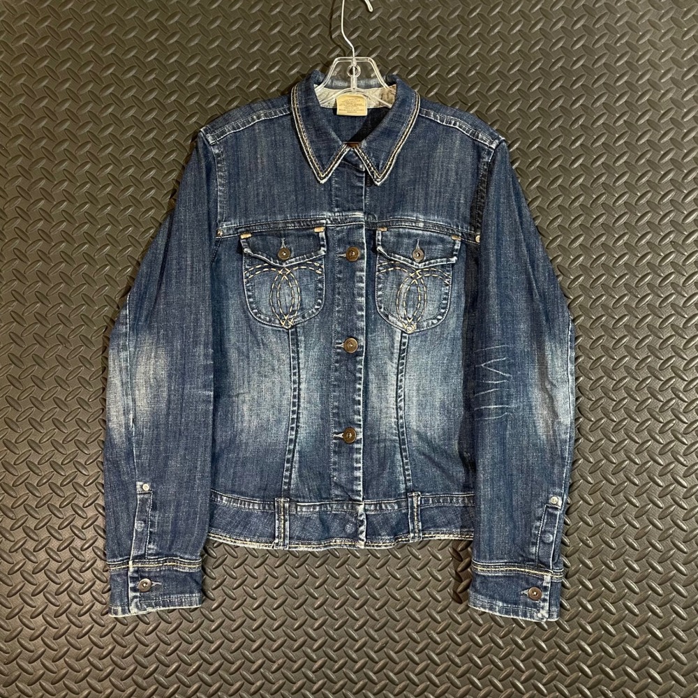 Vintage Y2k Jordache Legacy Blue Full Button‎ Denim Jean Jacket Women's Large